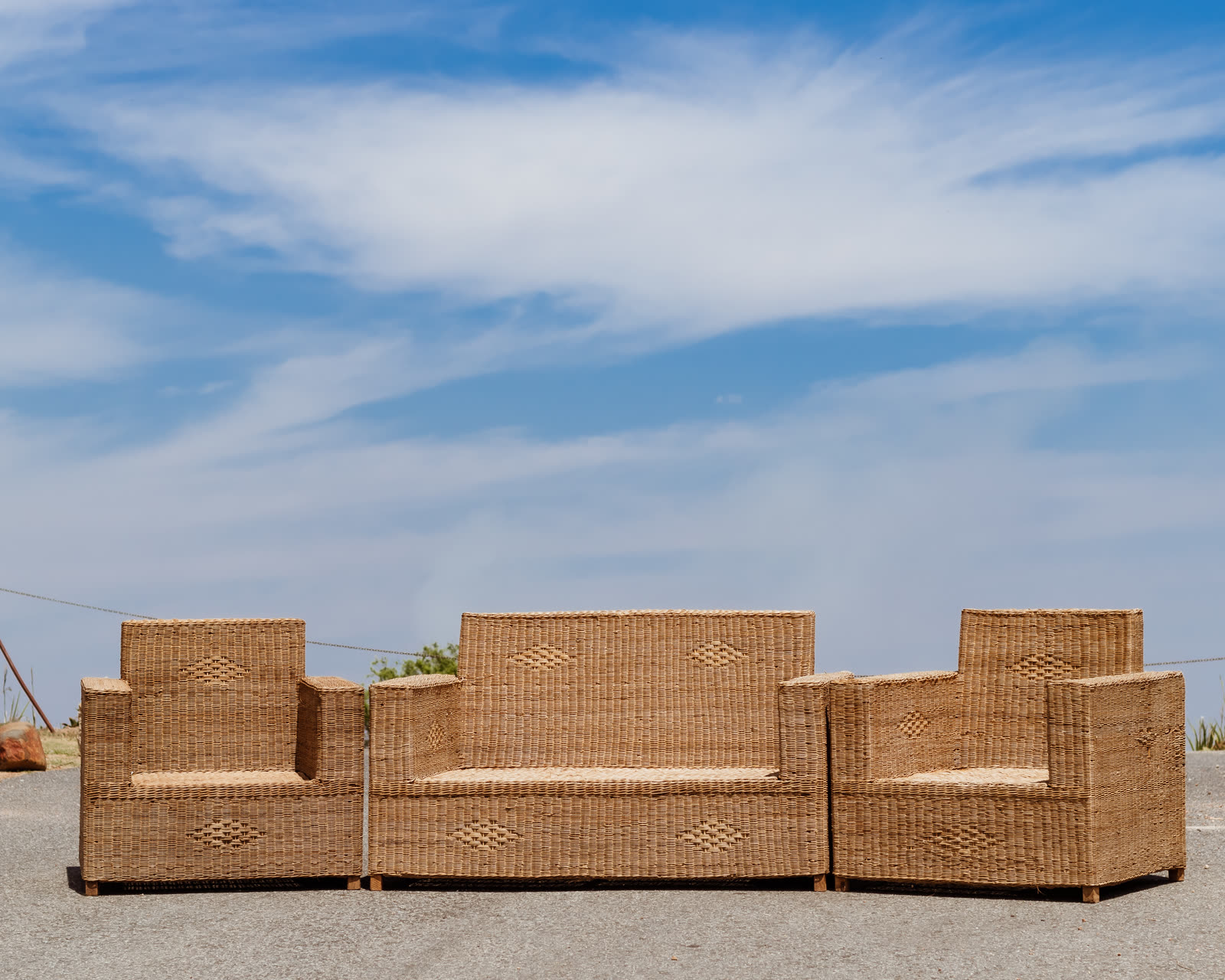 Square Rattan Couch Set — handwoven rattan by LOWE Design Studio